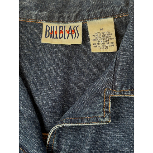 Vintage Bill Blass Denim Vest Western Blue Jean Button Up Pockets 80s 90s Y2k M - Picture 8 of 11